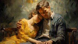 Um casal apaixonado representando a crônica humorística e reflexiva Amor 3.0